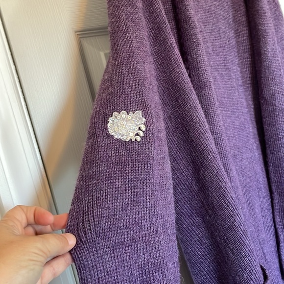 Women’s Peruvianan Link Alpaca cardigan sweater XL purple open front. Repaired - Picture 4 of 15